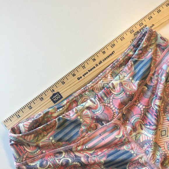 Roxy Athletic Capri Leggings Large Pink Print Hidden Waist Pocket - Picture 4 of 7